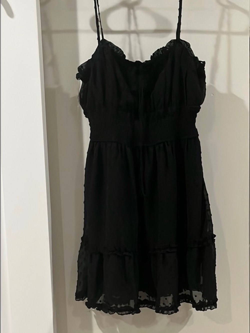 Francesca’s Ezra Clip Dot Mini Dress Black